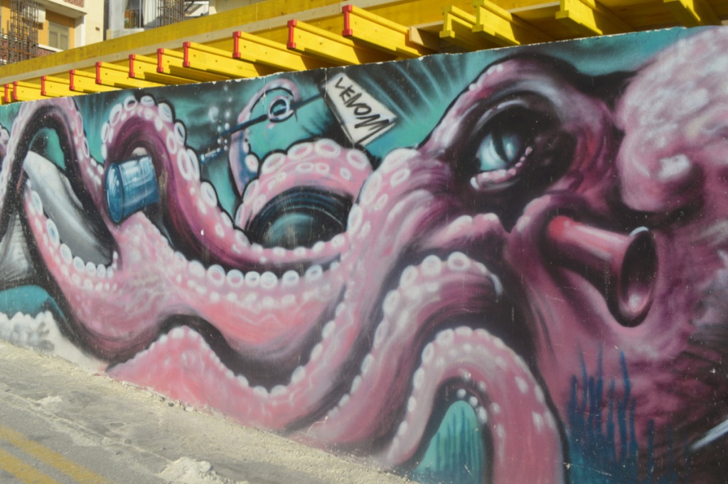 Street art in Malta Bugibba mural grafitti justinks be kitschig blog octopus